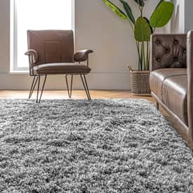 Terrace Fluffy Speckled Shag Grey Rug