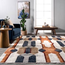 Beige Laura Vintage Geometric Area Rug