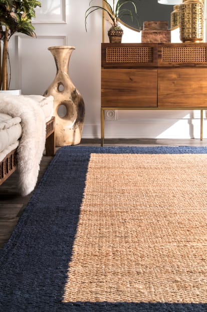 Navy and Natural Jute Rug