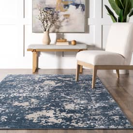 Recycled Foundations Mottled Abstract Blue Rug