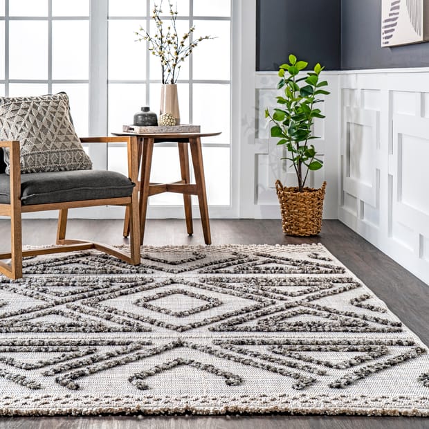 Box Pattern Gray/Grey Black White Area Rug – Modern Rugs and Decor