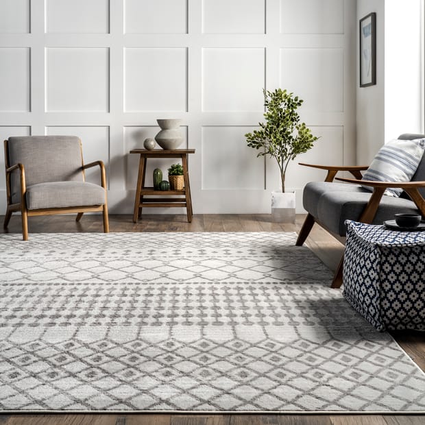 Trendy Trellis Without Border Geometric Grey Area Rug – The Rugs
