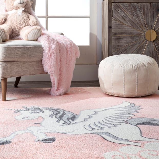 Pink Rainbow Sky Unicorn Area Rug Floor Mat - 100 Unicorns