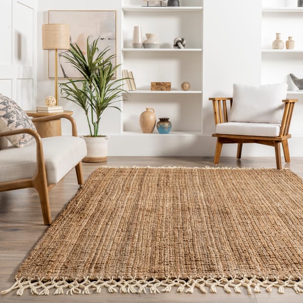 Hand Braided Natural Jute Oval Rug With Border Vintage Area Rug