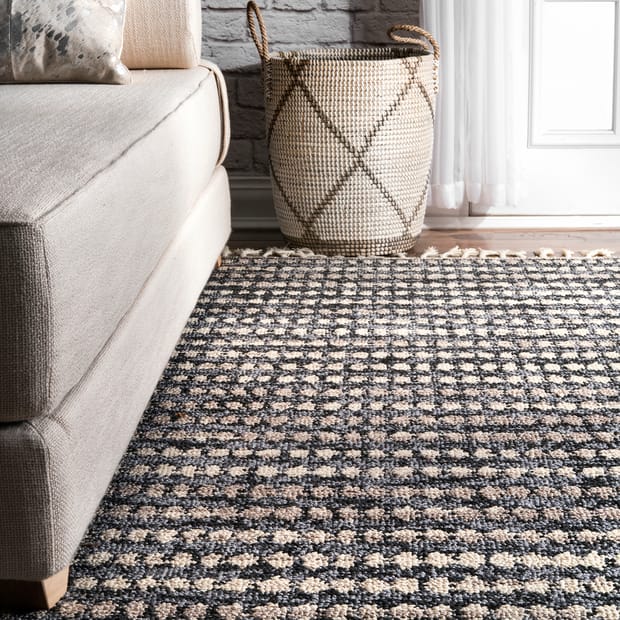 Camira Gray Dotted Tassel Rug - Clearance