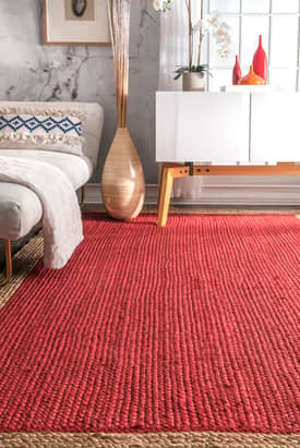 Maui Jute Simple Border Red Rug