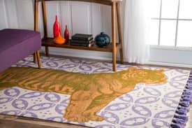 Thomas Paul Printed Fierce Tiger Multicolor Rug