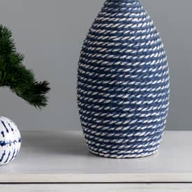 Alva 27-inch Ceramic Coiled Texture Table Lamp Blue Lamp