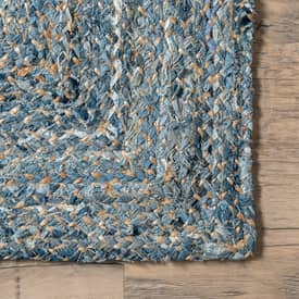 Denim Hand Braided Denim And Jute Interwoven Solid Area Rug