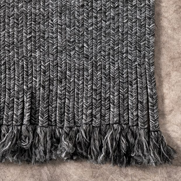 Better Trends Chenille Tweed Braid Collection Black & Gray 72 Octagonal 100% Polyester Reversible Indoor Area Rug