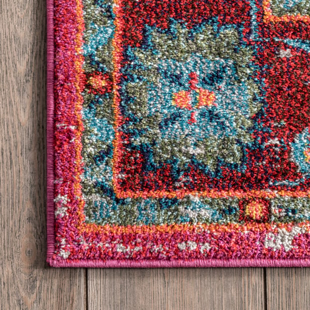 Chroma Mosaic Medallion Fuschia Rug