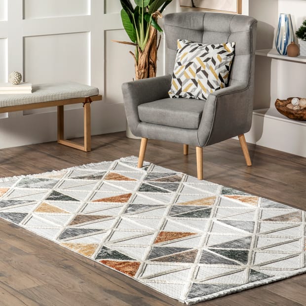 Jolie Anushka Iridescent Tiled Light Grey Rug