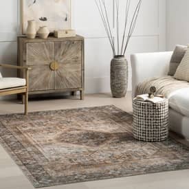 Rain Haven Zella Washable Vintage Light Brown Rug