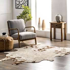 Brown Zahara Faux Cowhide Washable Area Rug