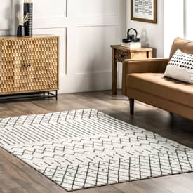 Black Kacey Washable Trellis Area Rug