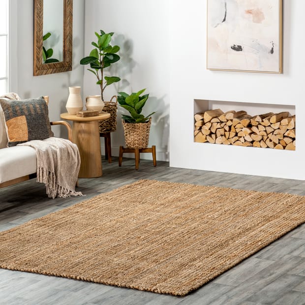 Natural 5' 1 x 8' Hand Braided Jute Oval Rug