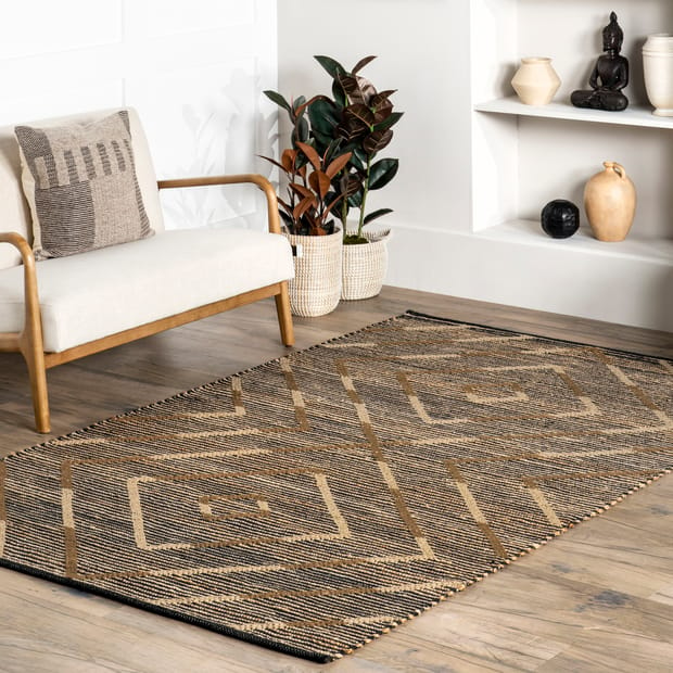 Toulon Jute Diamond Checkered Teracotta Area Rug 10'x14' + Reviews