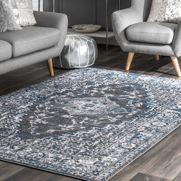 The Sofia Rugs 2x3 Area Rug, Farmhouse Area Rug 2 X 3 Blue Indoor  Distressed/Overdyed Area Rug in the Rugs department at