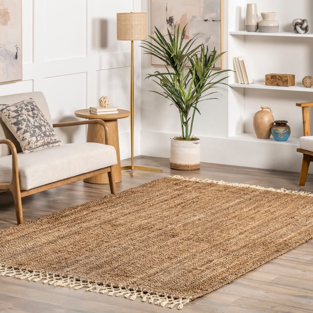 Black and Natural Eco Jute Rug - Various Size Options