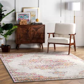 Bosphorus Sunny Wildflower Medallion Pink Rug