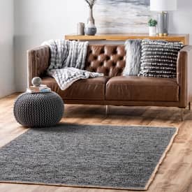 Rodeo Road Solid Leather Flatweave Grey Rug