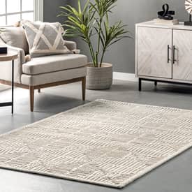 Ivory Miley Textured Tiled Area Rug