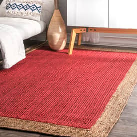 Maui Jute Simple Border Red Rug