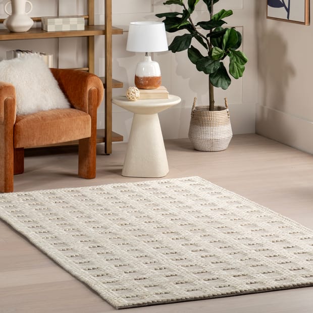The Indoor Store Hand Braided Wool Area Rug, Ivory / off White