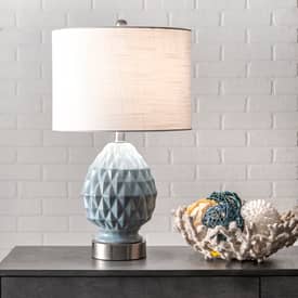 blue textured urn table lamp