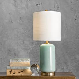 Green 26-inch Glazed Ceramic Vase Table Lamp