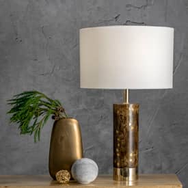 wood column table lamp