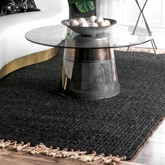 Black Coastline Solid Jute Tassel rug