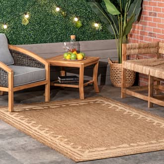 Beige Tucana Native Border Indoor/Outdoor rug