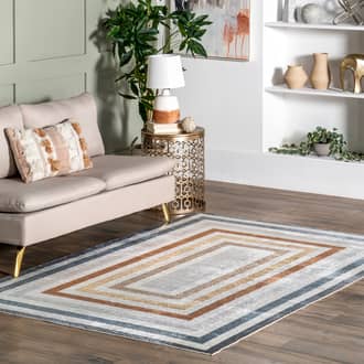 Lilac Striped Bordered Rug secondary image