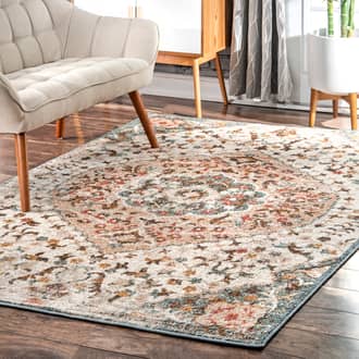 Multi Yesteryear Floral Wreath Medallion rug - Transitional Rectangle 6' 7in x 9'