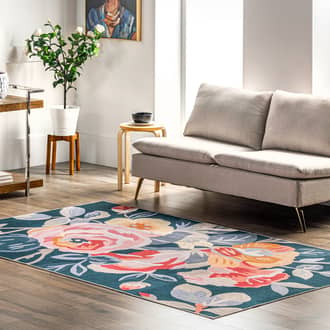 Blue Rain Haven Giuliana Floral Washable rug - Contemporary Rectangle 5' x 8'