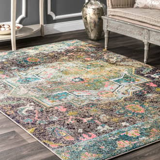 Aqua Chroma Floral Medallion rug - Transitional Rectangle 5' 3in x 7' 7in