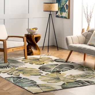 Green Pine Grove Leaves Galore rug