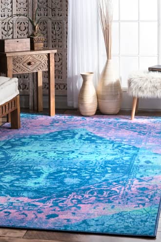 Blue Ashlina Crystal Medallion rug - Traditional Rectangle 5' x 8'