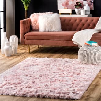 Baby Pink Silvics Silky Shine Solid Shag rug - Contemporary Rectangle 5' x 8'