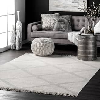 Silver Sierra Diamond Eye Trellis Fringe rug