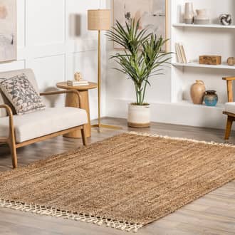 Photos - Area Rug Natural Hand Woven Jute with Wool Fringe 8' x 10' rug Natural 200NCNT24A-8