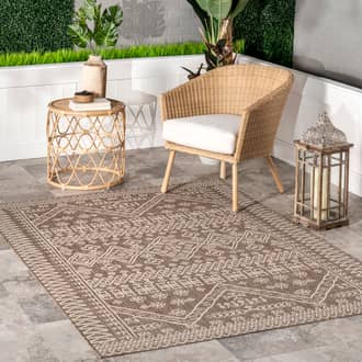 Beige Aperto Diamond Bordered Indoor/Outdoor rug