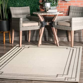 Ivory Solaria Modern Bordered Indoor/Outdoor rug