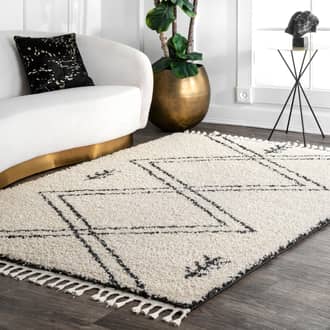 Off White Temara Tribal Helix Tassel rug - Shags Rectangle 6' 7in x 9'