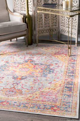 Light Blue Old Charm Tinted Cartouche Medallion rug