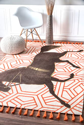 Orange Thomas Paul Printed Majestic Mare Tassel rug