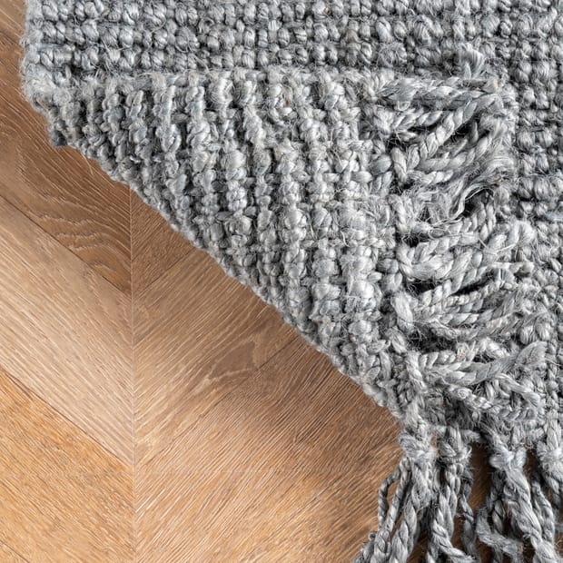 Buy Chunky Knit Natural Grey Wool Rug-TheRugShopUK
