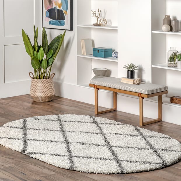 Transitional 4x6 Area Rug Shag Thick (4' x 5'3'') Geometric Dark Gray,  White Indoor Rectangle Easy to Clean 