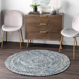 Boardwalk Hand Braided Denim And Jute Interwoven Solid Denim Rug